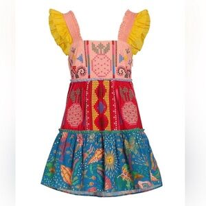 Farm Rio Color Block Embroidered Mini Dress - L